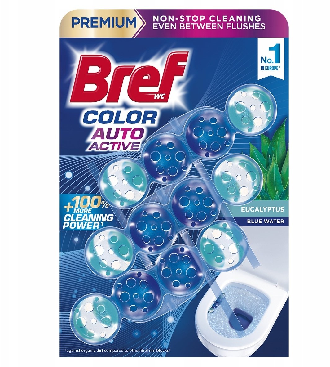 Bref Kulki myjąco-zapachowe do toalet BREF Color Auto Active Eukaliptus 3x50g