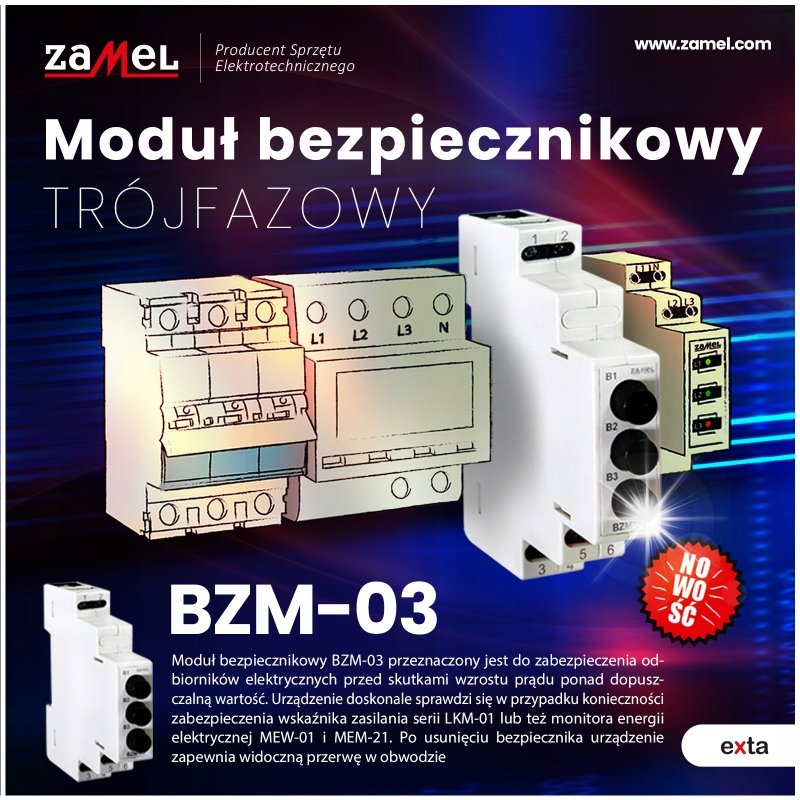 Zamel MODUŁ BEZPIECZNIKOWY TRÓJFAZOWY BZM-03 Zamel