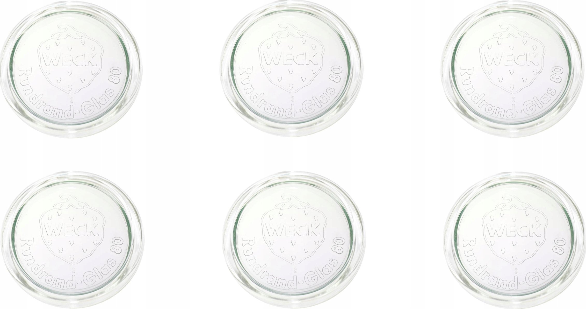 Jata Zestaw Wieczek WECK Słoików Karafek Szklane średnica 80 mm 6 sztuk