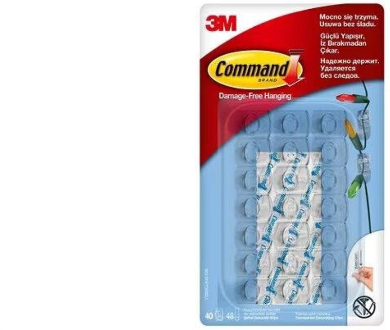 3M Przezroczyste haczyki dekoracyjne do wieszania ozdób (40szt haczyków + 48szt mini pasków) 3M COMM...