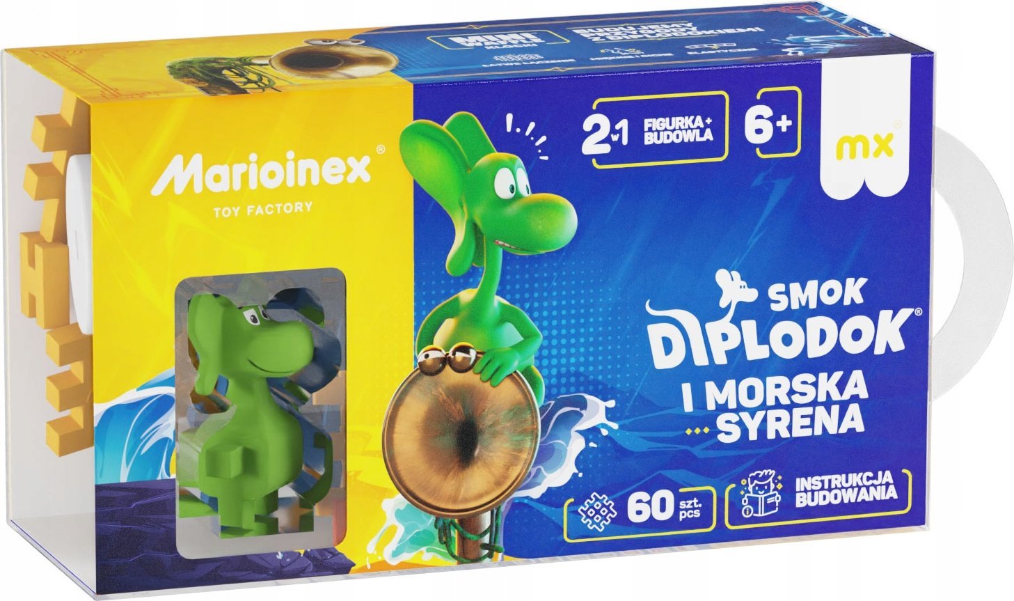 Marioinex Waffle Smok DIPLODOK i Morska Syrenka -klocki konstrukcyjne 60 el