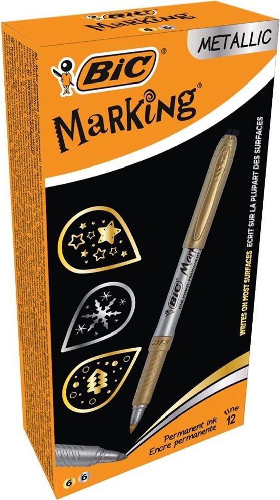 Bic Marker Marking Metallic Ink złoty i srebrny (12szt)