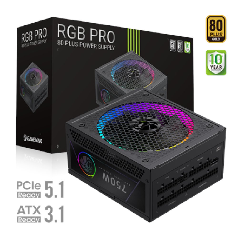 Zasilacz GameMax Gamemax PSU | RGB PRO 750G | 750 W | Gold | Full Modular