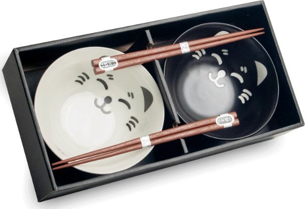 Edo Japan Zestaw misek do dań japońskich kotki czarno-białe, 4 elementy - Edo Japan