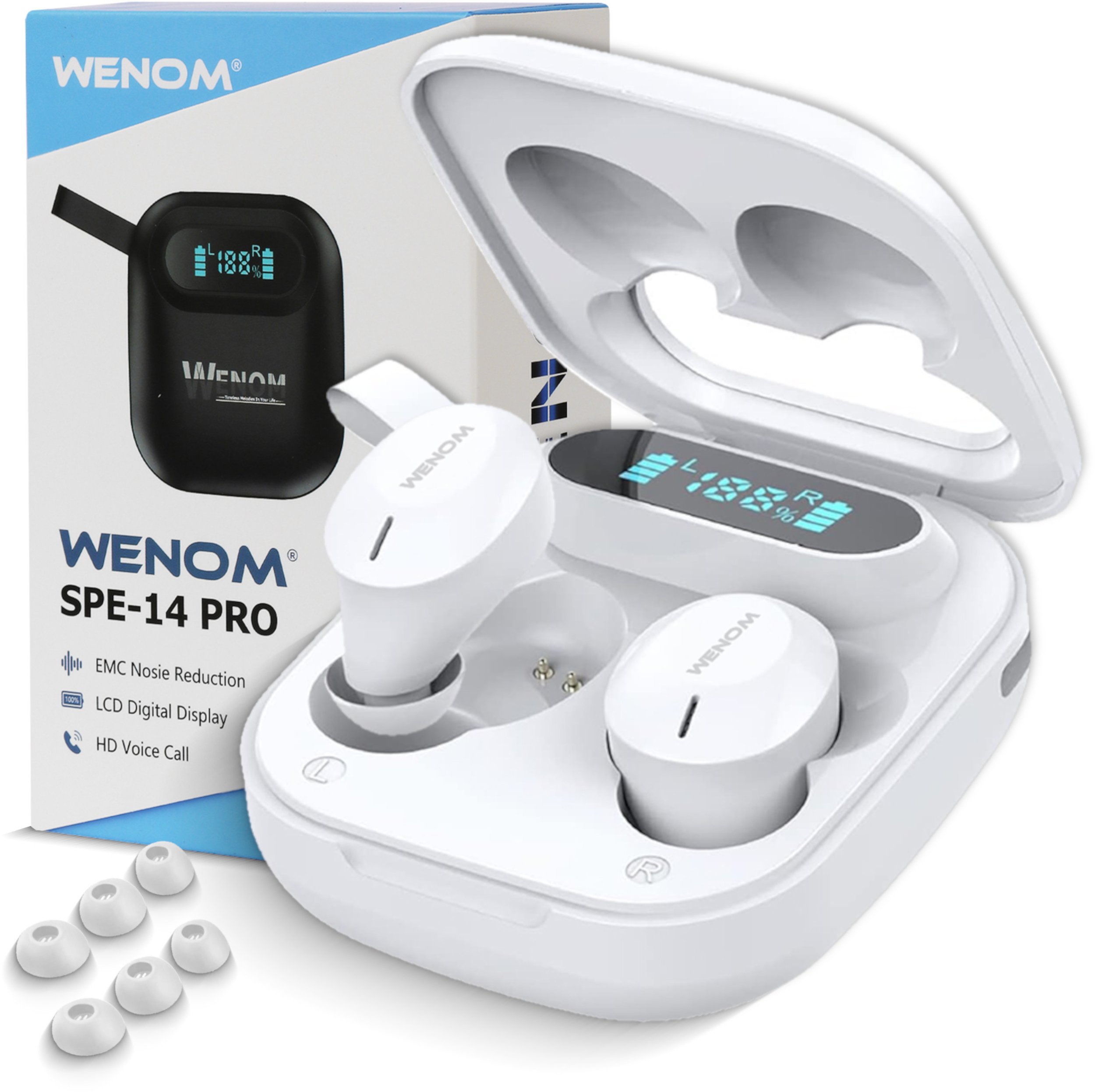 Słuchawki Wenom Słuchawki Bezprzewodowe SPE-14 PRO BT 5.3 Bluetooth iOS Android Białe