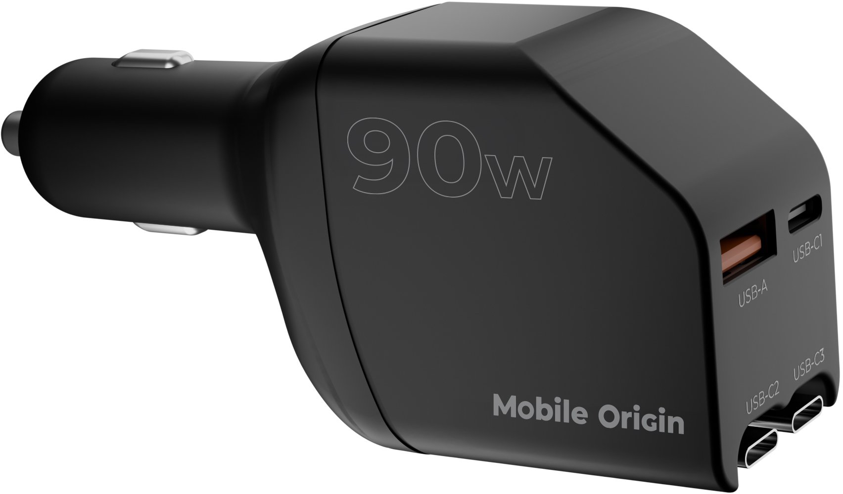 Mobile Origin 90W Car Charger CA22 - USB-C + USB-A, 2x USB-C Cable