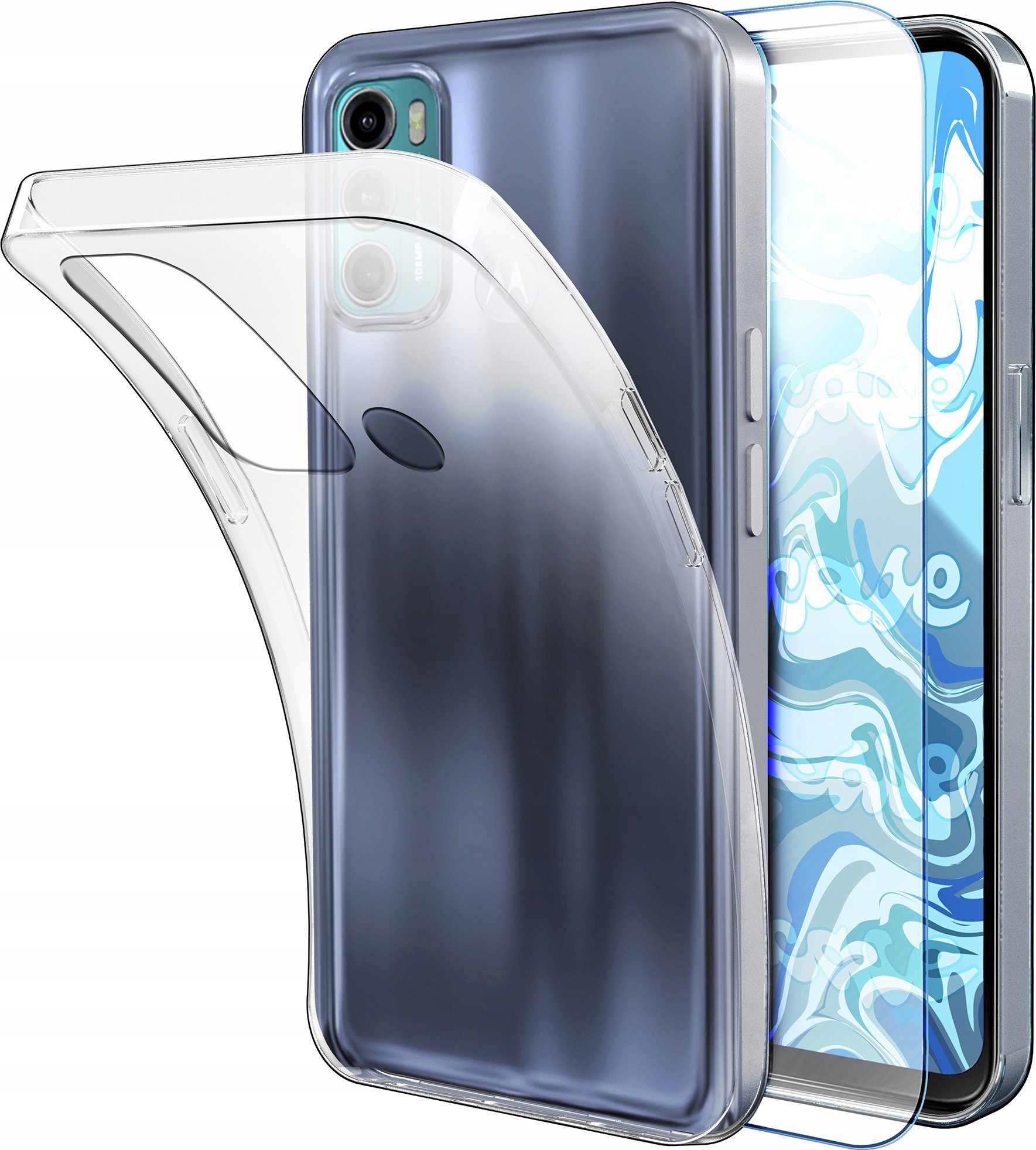 Hello Case Etui Do Motorola Moto G60 (Przezroczyste, Silikonowe, Ochronne) Szkło 9H