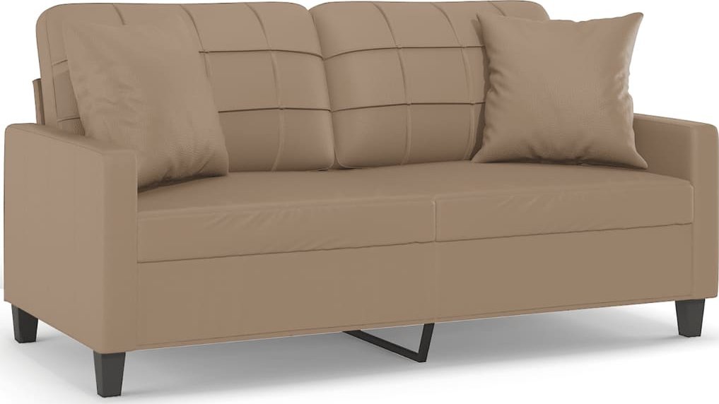 Фото - Диван VidaXL 2-osobowa sofa z poduszkami, cappuccino, 140 cm, sztuczna skóra 