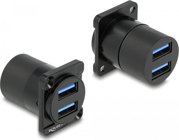 Delock 87813, Black, 2x USB A, 2x USB A, Female, Female, Zinc