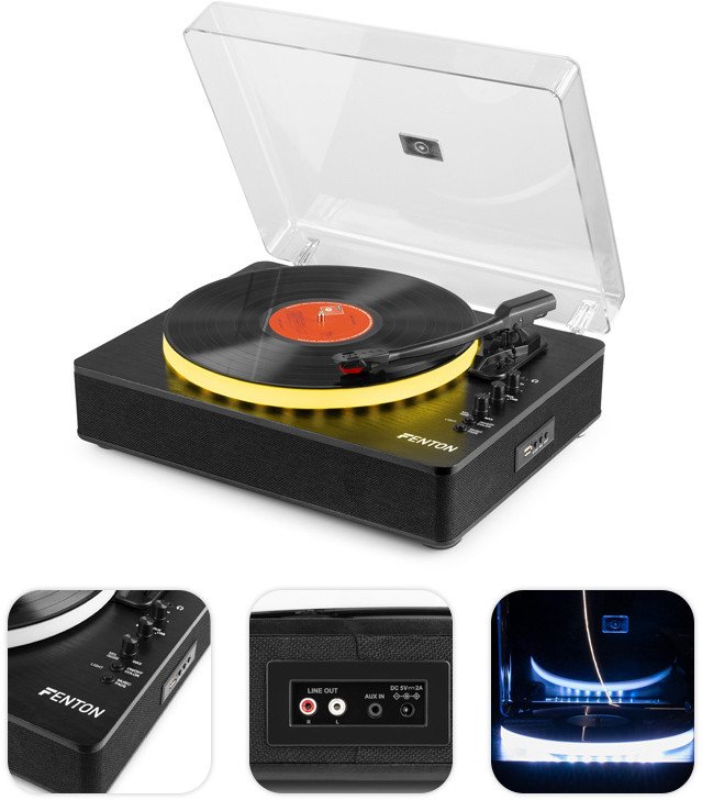 Gramofon Fenton Gramofon RP162LED wejście/wyjście BT czarny one size