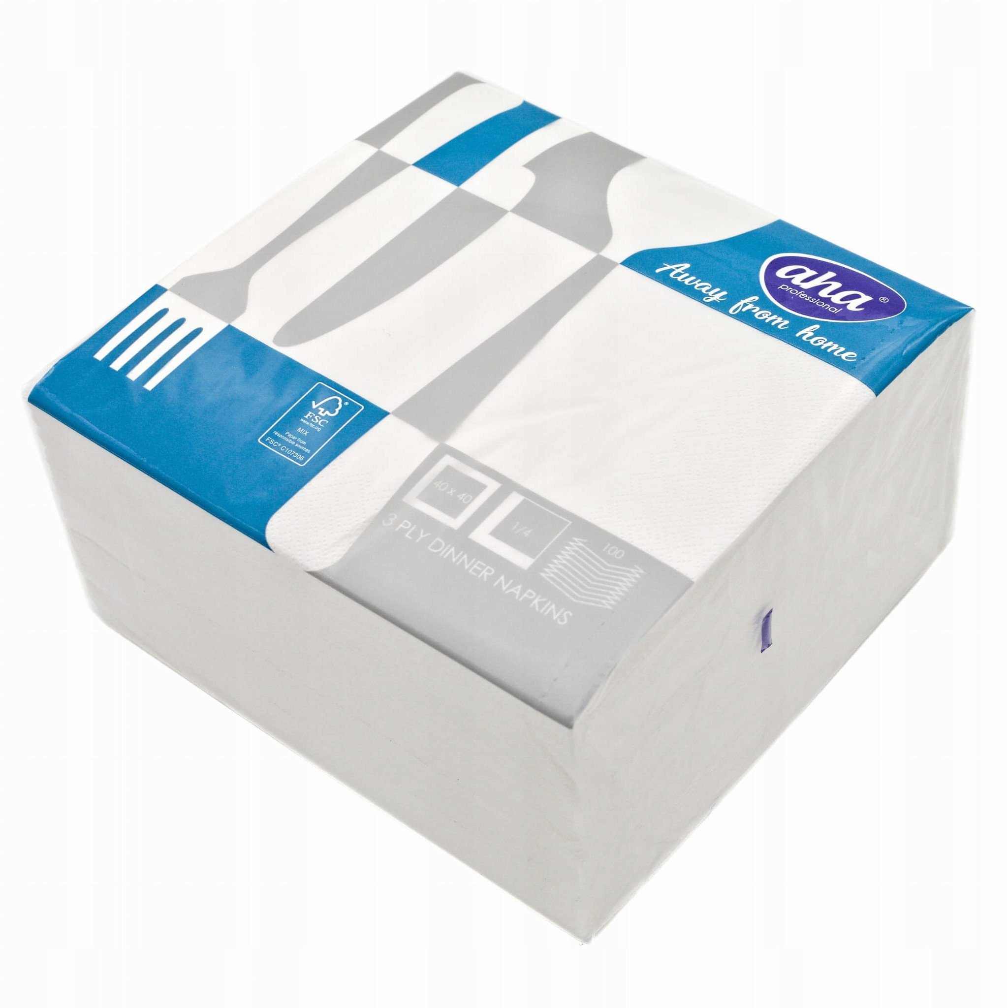 Serwetki AFH AHA, 3-warstwowe, składanie 1/4, 40x40cm, 100 szt., białe