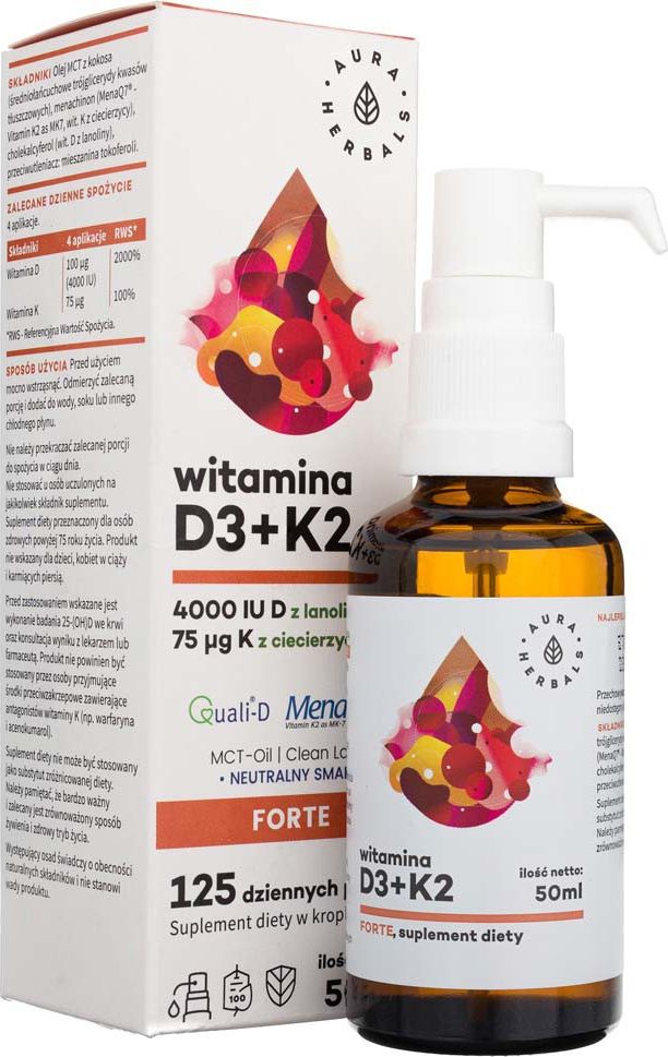 Aura Herbals Witamina D3 4000 IU + K2mk7 - 50 ml