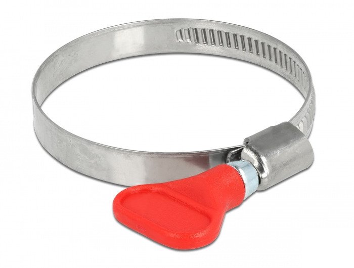 Delock Opaska zaciskowa stal nierdzewna 400 SS z nakrętką motylkową 40 - 60 mm 5 sztuk czerwony (195...