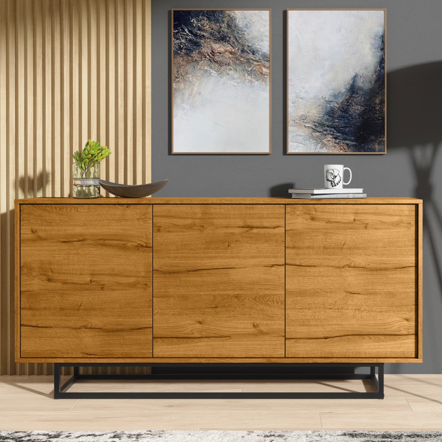 Komoda RTV Halo 160cm Loft ONE FURNITURE - Laminat Dębowy