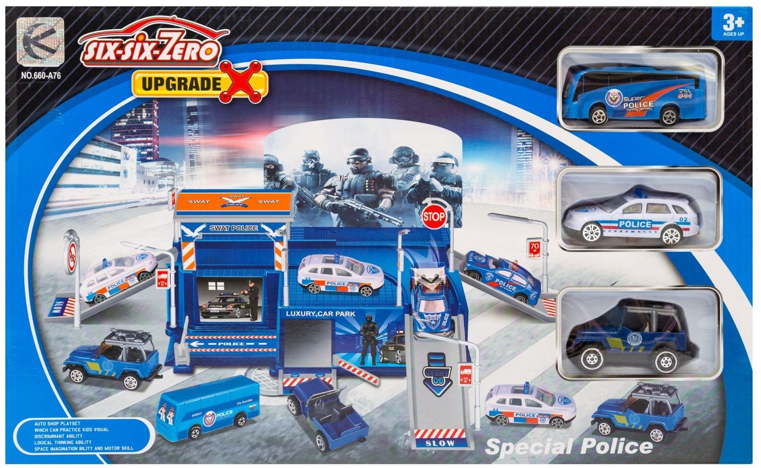 Parking policyjny w zestawie z 3 autkami