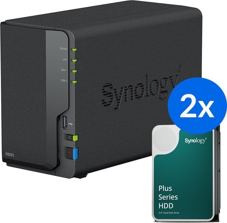 Фото - Сервер Synology Serwer   DS223 /16T | 2-zatokowy serwer NAS w zestawie z d 