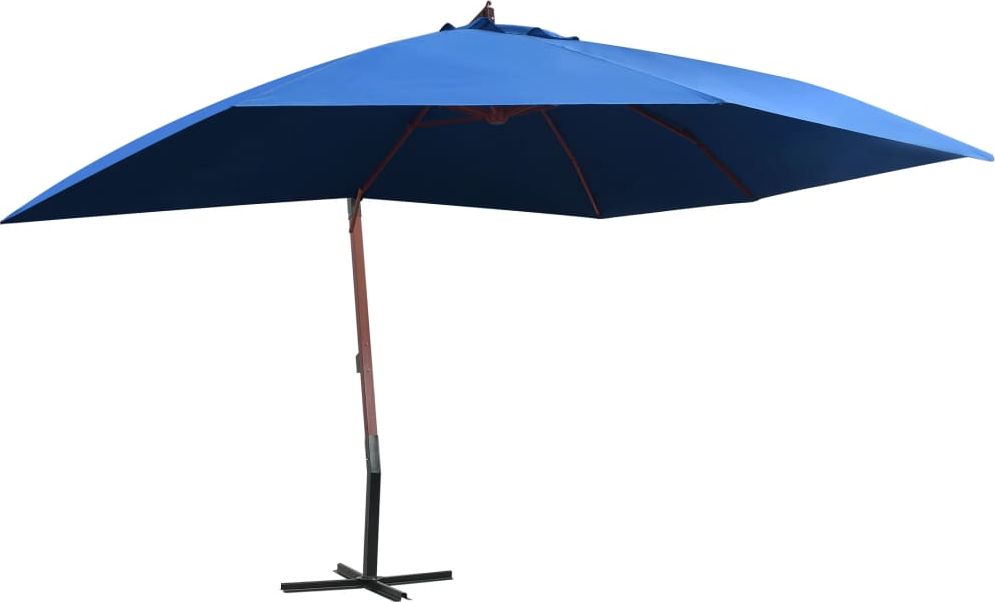 Zdjęcia - Parasol VidaXL Wiszący  na drewnianym słupku, 400x300 cm, niebieski 