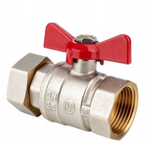 SPIN Odcinający zawór kulowy z obrotową nakrętką z motylkiem aluminiowym (MAl) 1 G1