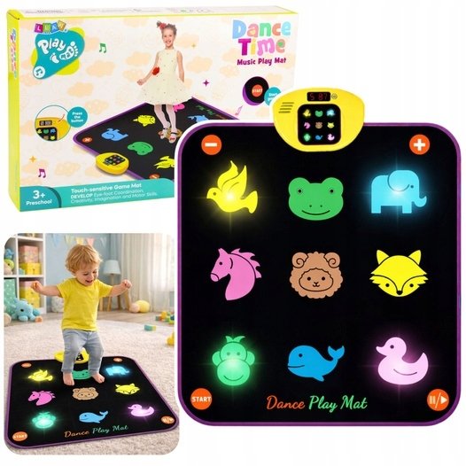 LeanToys Mata Taneczna Muzyczna Zwierzęta 5 Trybów 3 Poziomy Trudności Światła