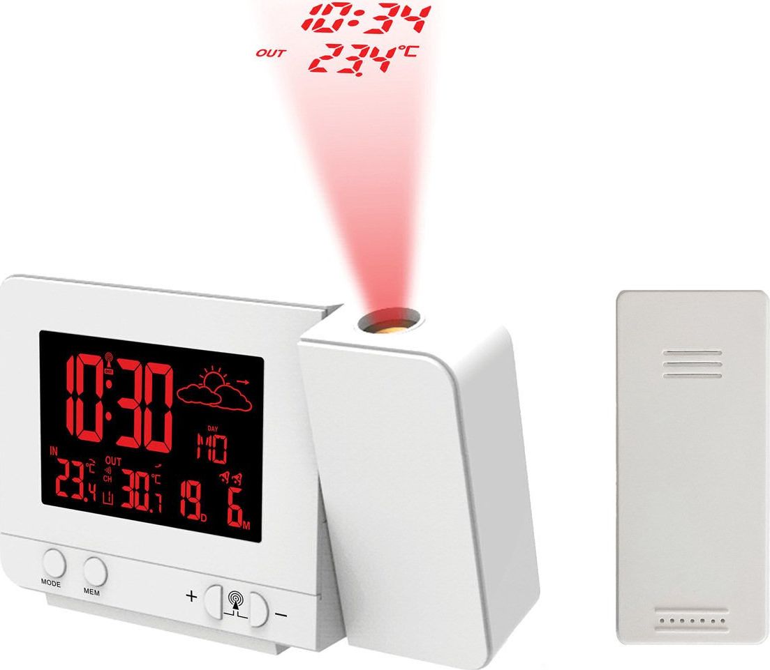 Stacja pogodowa JVD Kolorowa stacja pogody z projektorem JVD RB3531.2 Zegar Budzik uniwersalny