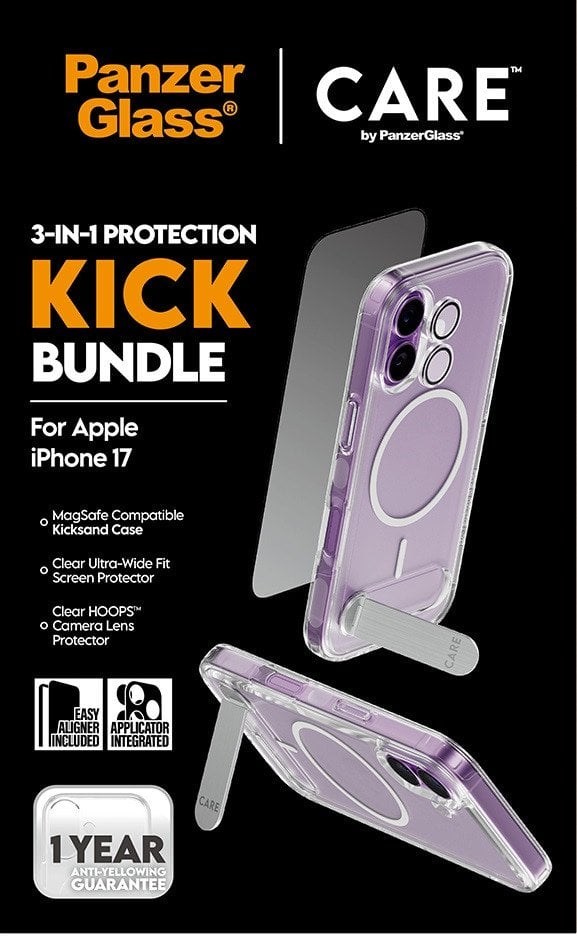 PanzerGlass CARE by Feature Kick 3in1 Case + Glass + Lens Protection Kit for iPhone 17