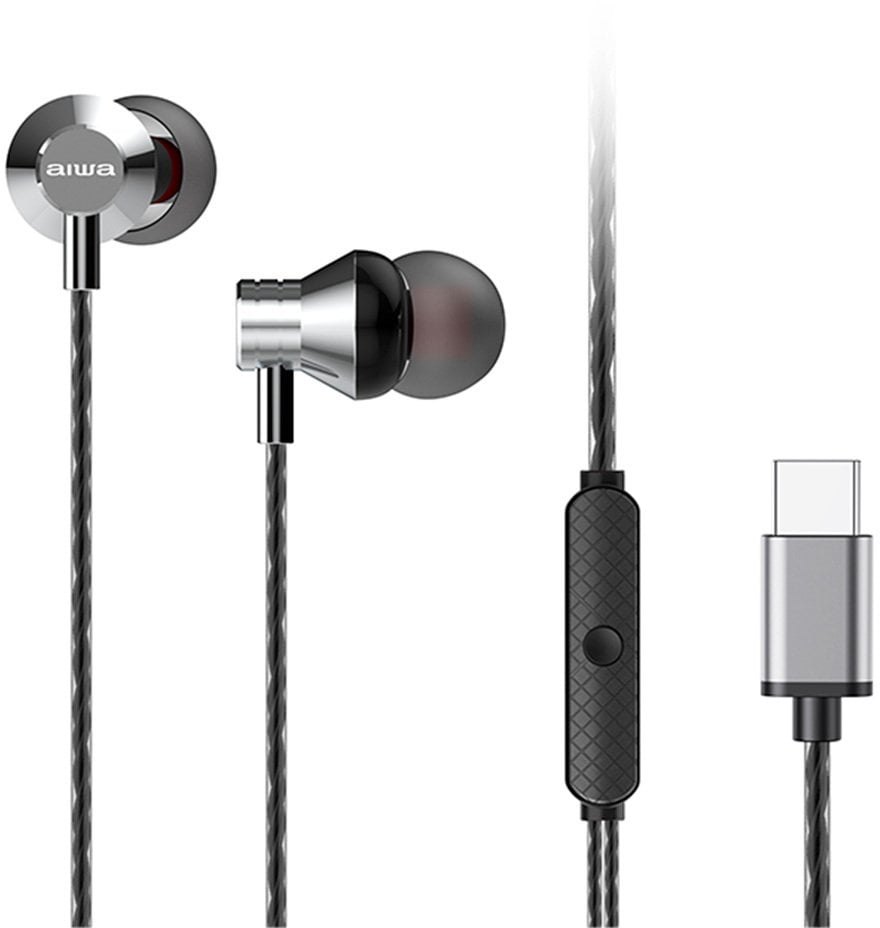 Aiwa AIWA In-Ear stereo słuchawki z mikrofonem srebrne (USB) ESTM-50USB-C/SL