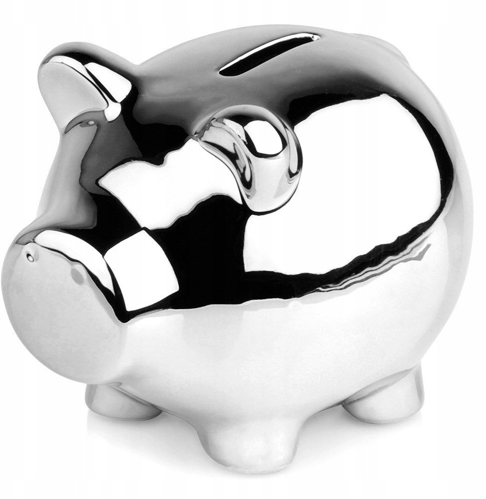 Koopman Skarbonka ceramiczna srebrna lustrzana 11,5 x 9 cm