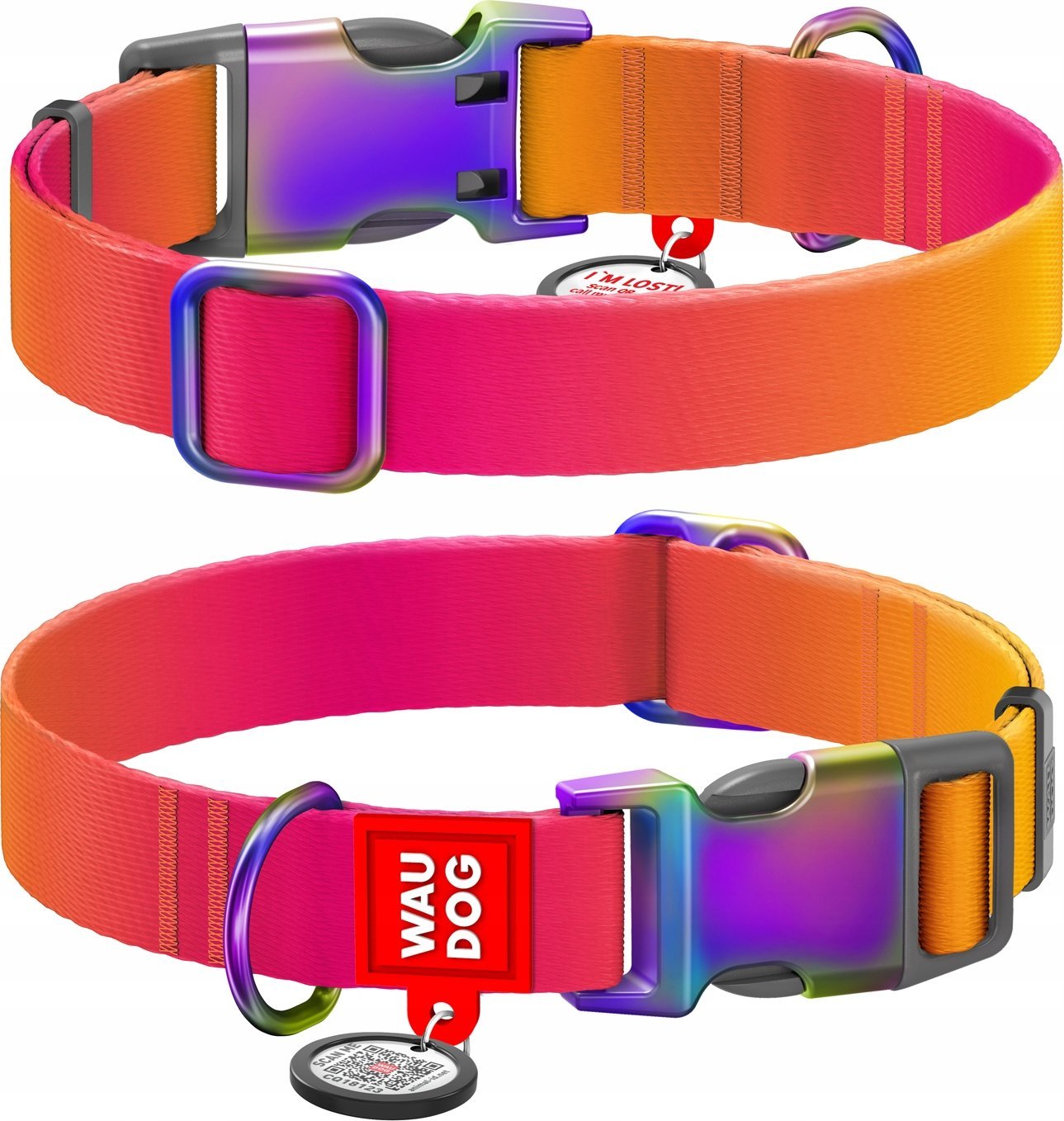Collar WAU DOG OBROŻA GRADIENT XL 2,5/37-58cm NYLON POMARAŃCZOWA