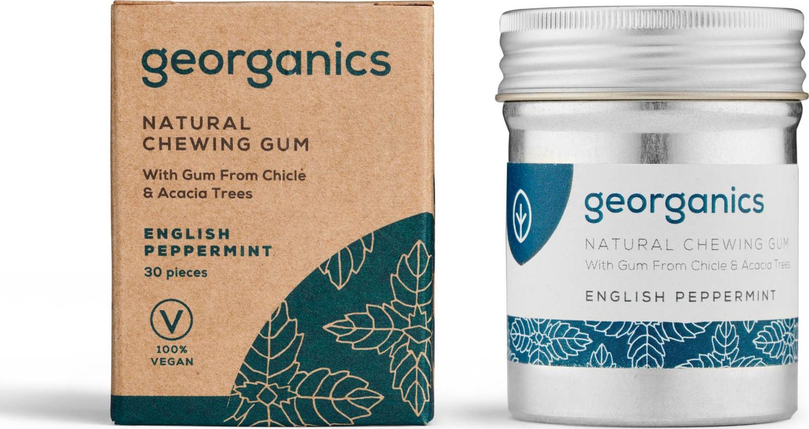 Georganics Naturalna guma do żucia English Peppermint - 30 sztuk