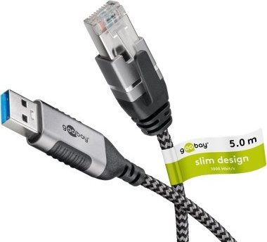 Goobay Kabel Ethernet USB-A 3.0 do RJ45, Slim, 5 m - Długość kabla 5 m