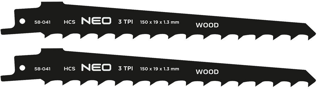 Brzeszczot do piły szablastej, HCS, 150 x 19 x 1.3 mm, 3TPI, kpl. 2 szt.