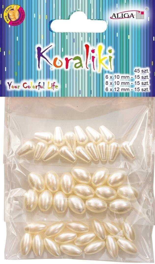 Aliga Koraliki plastikowe perłowe 45szt MIX