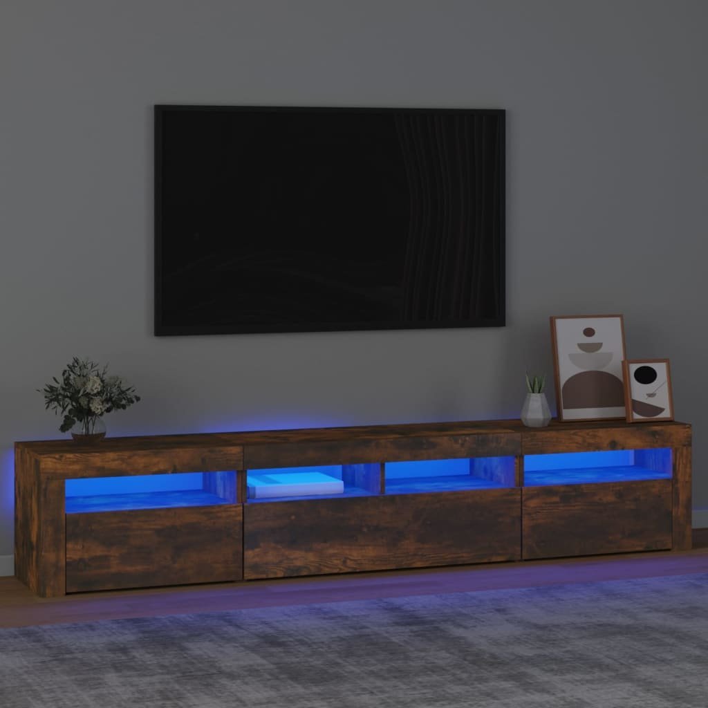 Фото - Підставка / кріплення VidaXL Szafka pod TV z oświetleniem LED, przydymiony dąb, 210x35x40 