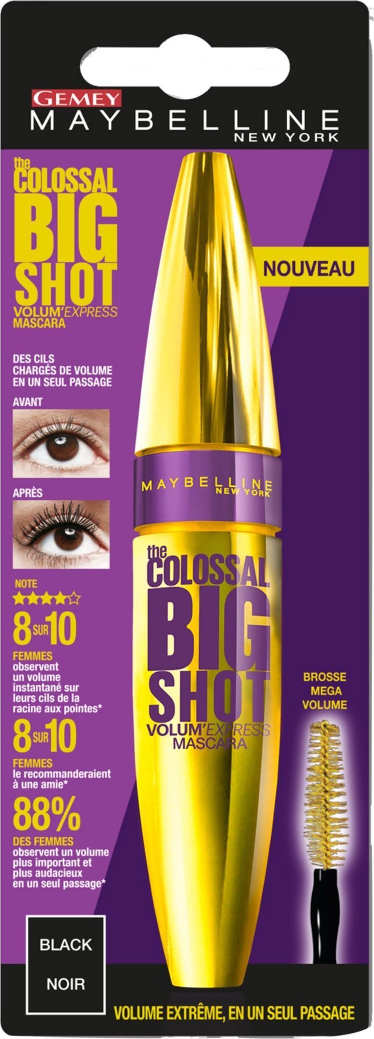 Maybelline Maybelline, The Colossal Big Shot, Volumizing, Mascara, Black, 9.5 ml For Women