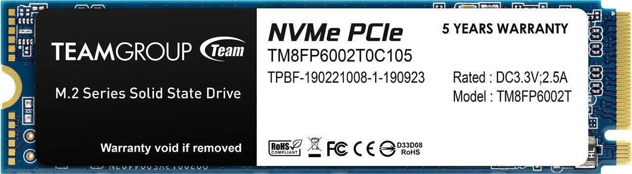 Dysk SSD TeamGroup MP33 2TB M.2 2280 PCI-E x4 Gen3 NVMe (TM8FP6002T0C101)