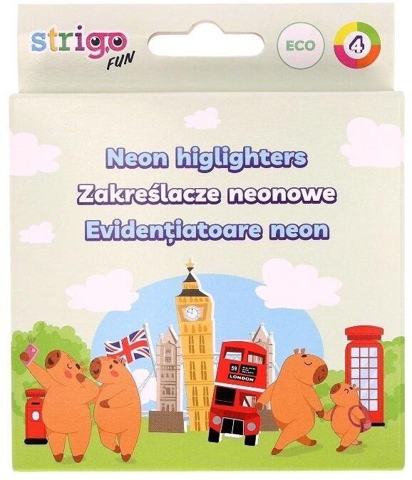 Strigo Zakreślacz Eko* Kapibara neon 4szt
