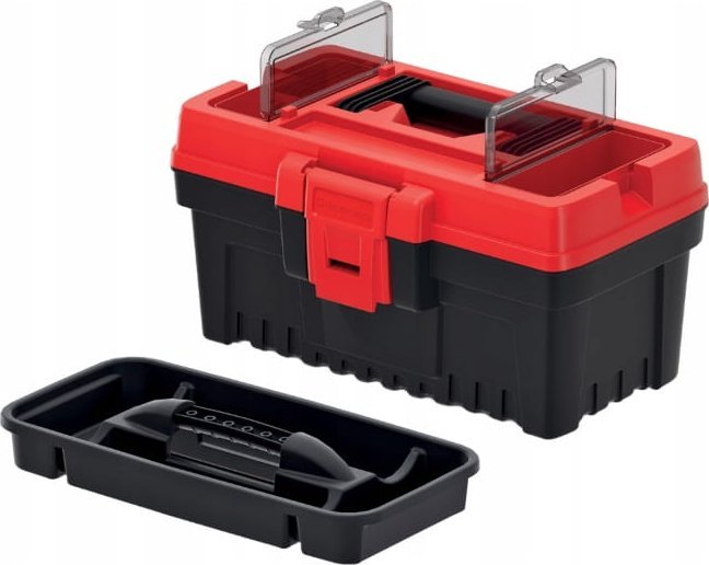 Prosperplast Kistenberg Skrzynka narzędziowa 36x18,6x19,3cm Praktyczna z uchwytem czarno-czerwona