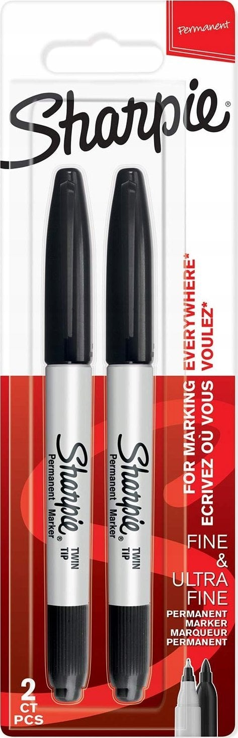 Sharpie Marker Twin Tip czarny 2 sztuki w blistrze