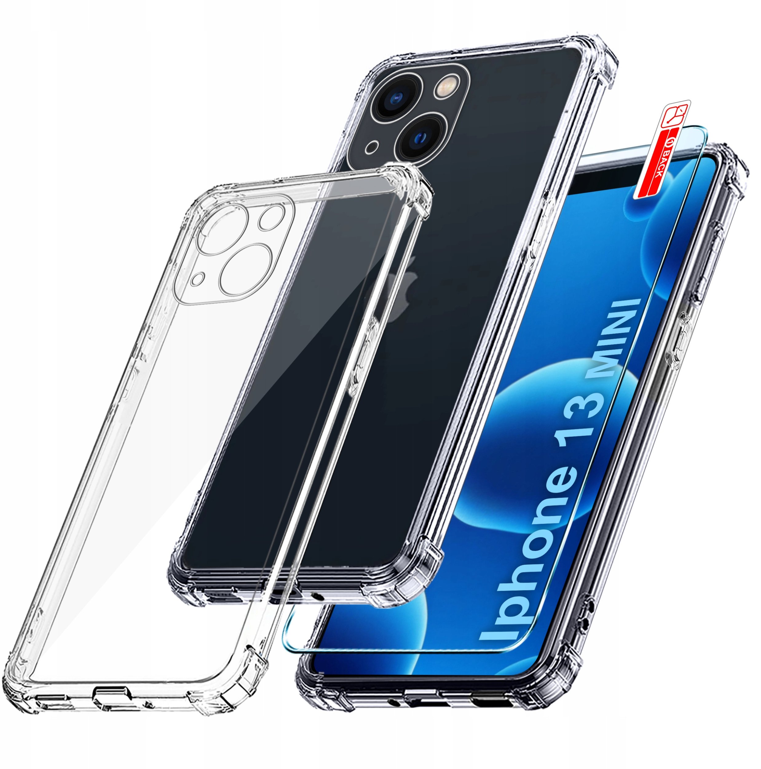 krainaGSM Etui do iPhone 13 Mini PANCERNE CASE SILICON GUMOWE SLIM + SZKŁO 9H