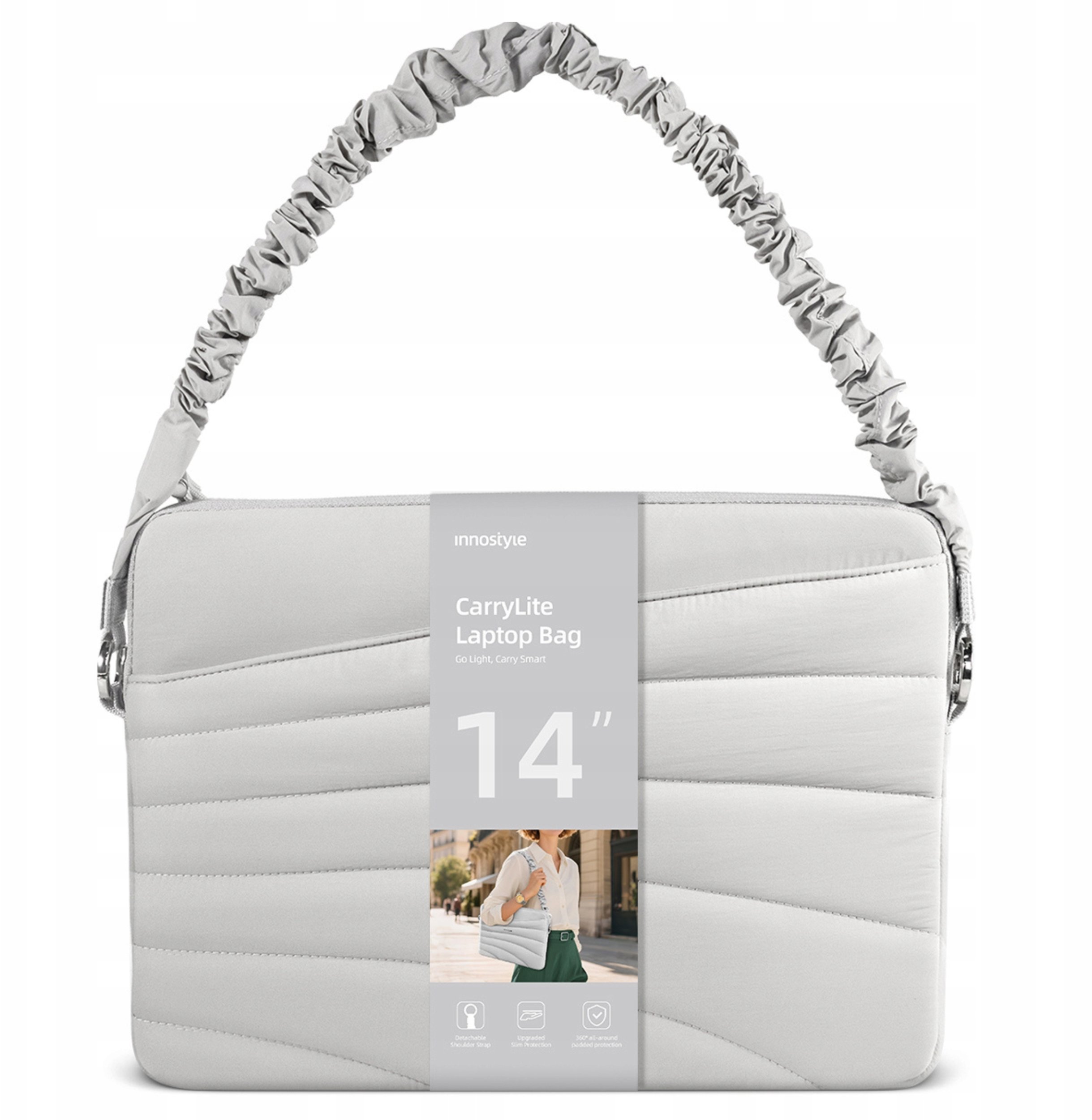 Torba Innostyle Na laptopa 13 14 wodoodporna Carrylite elastic strap szara