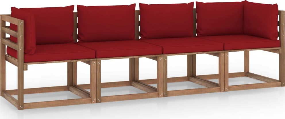 Фото - Садові меблі VidaXL Ogrodowa sofa 4-osobowa z palet, z poduszkami, drewno sosnowe 