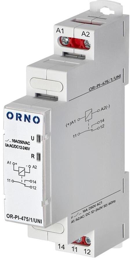 Orno Przekaźnik instalacyjny 1P, 16A, 12-230 VUC (OR-PI-475/1/UNI)
