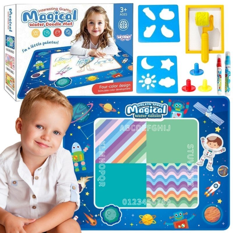 Woopie MATA WODNA DO MALOWANIA XXL 100X80CM KOSMOS NIEBIESKA EDUKACYJNA DLA DZIECI