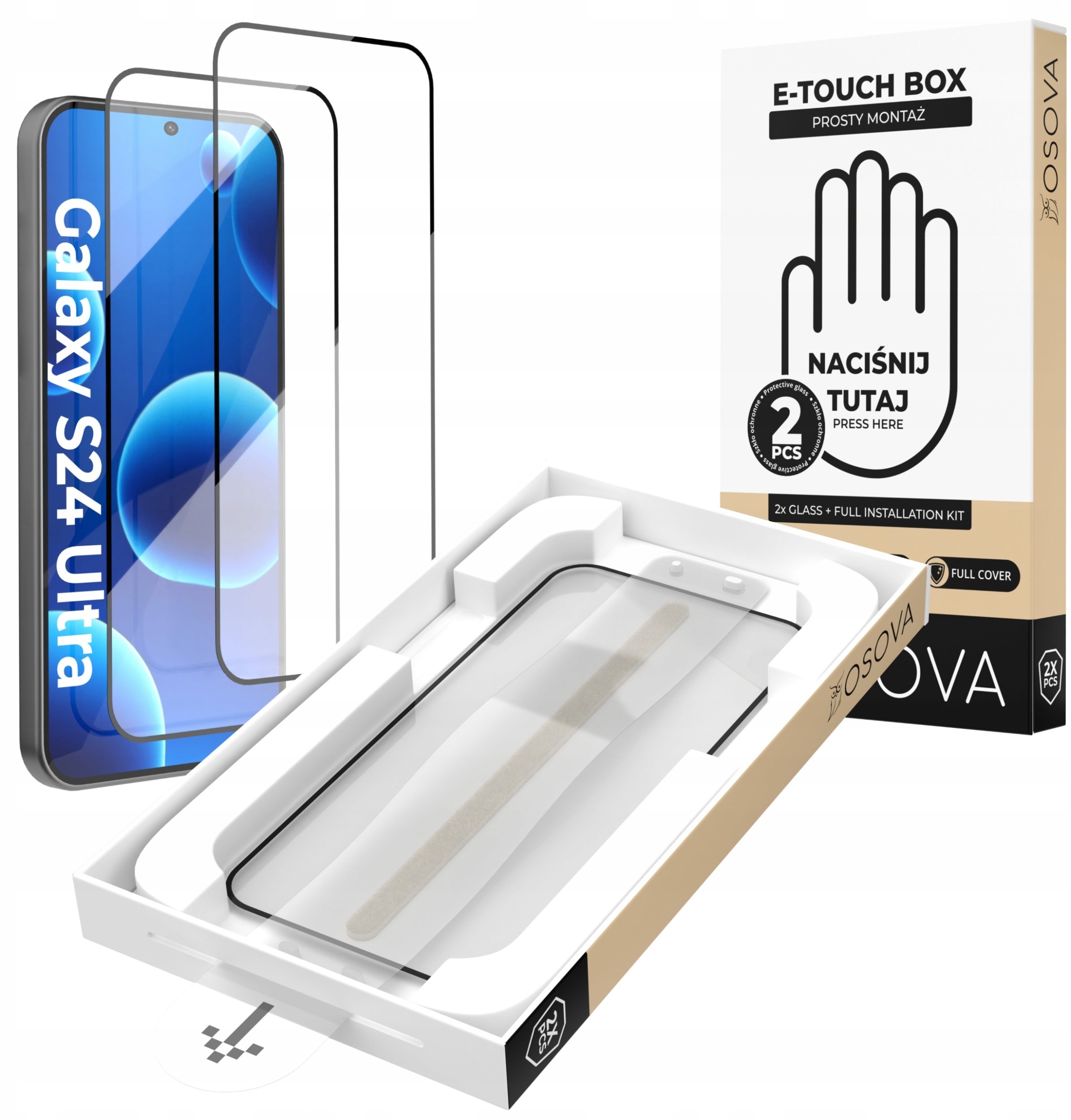 OSOVA SZKŁO HARTOWANE OSOVA do Samsung S24 Ultra SZYBKA Z APLIKATOREM 2 sztuki