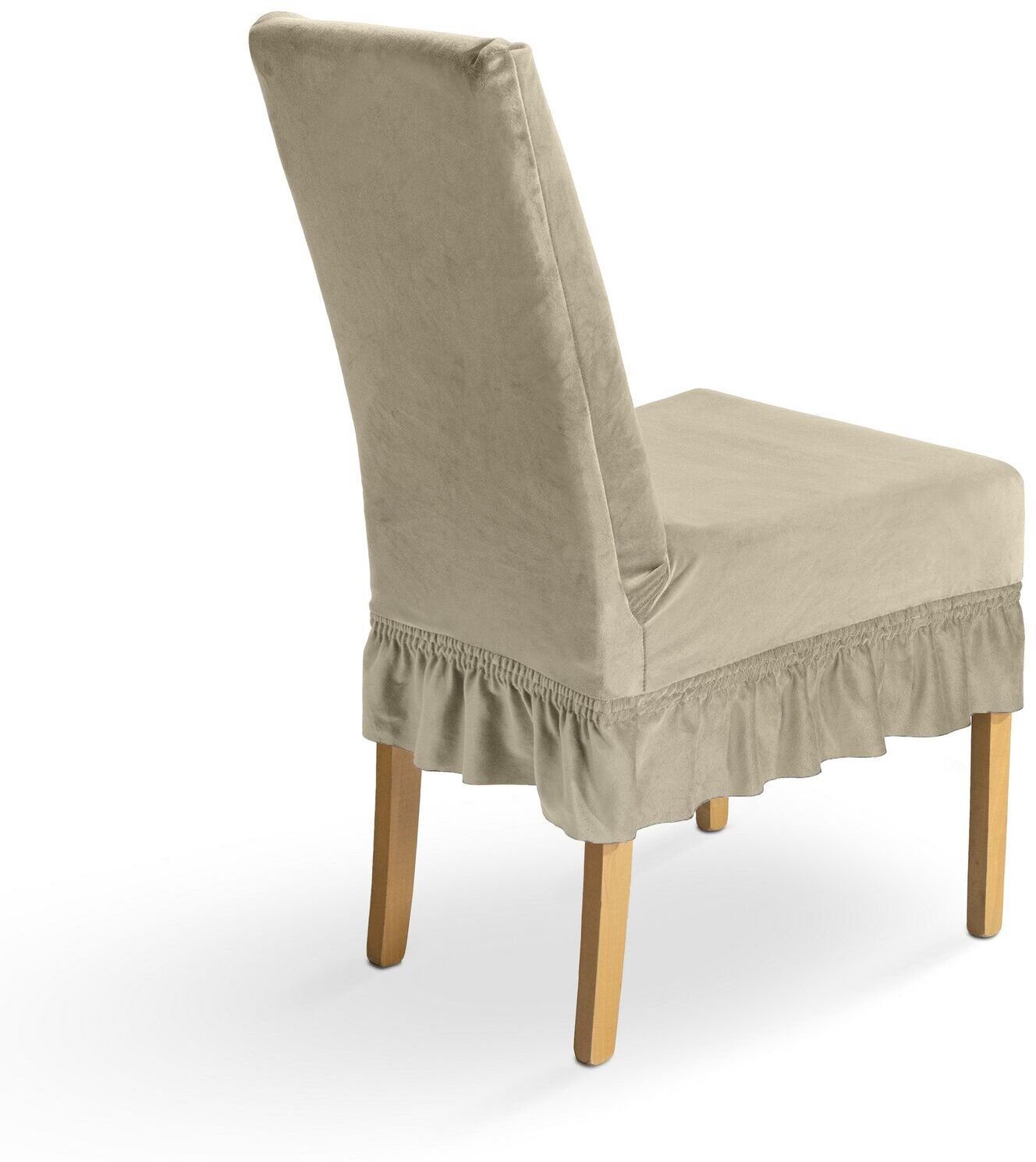 Aptel Pokrowiec na krzesło wodoodporny falbanka 35x55x30 cm beżowy