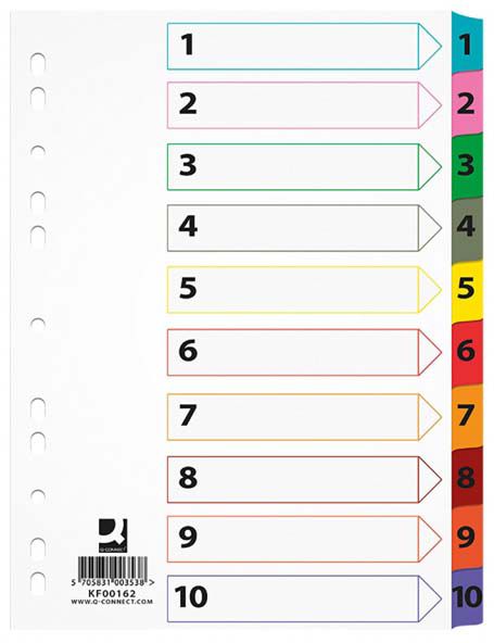 Q-Connect Przekładki kartonowe Mylar A4 1-10 (KF00162)