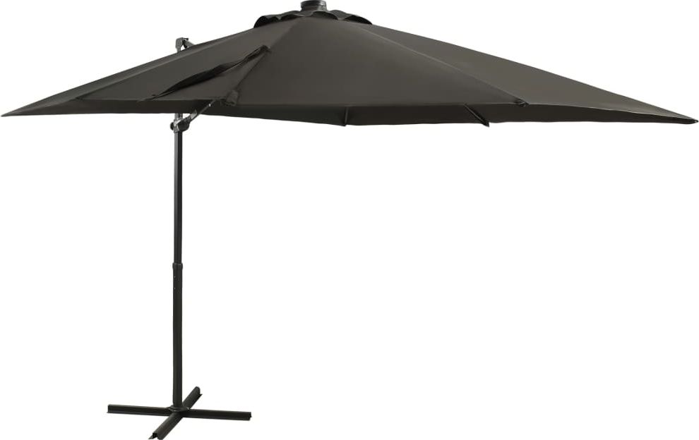 Zdjęcia - Parasol VidaXL  wiszący z lampkami LED i słupkiem, antracytowy, 250 cm 