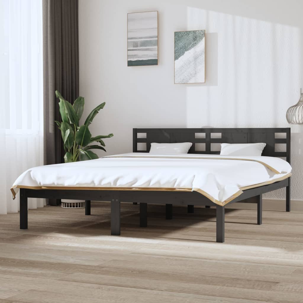 Фото - Ліжко VidaXL Rama łóżka, szara, lite drewno sosnowe, 160 x 200 cm 