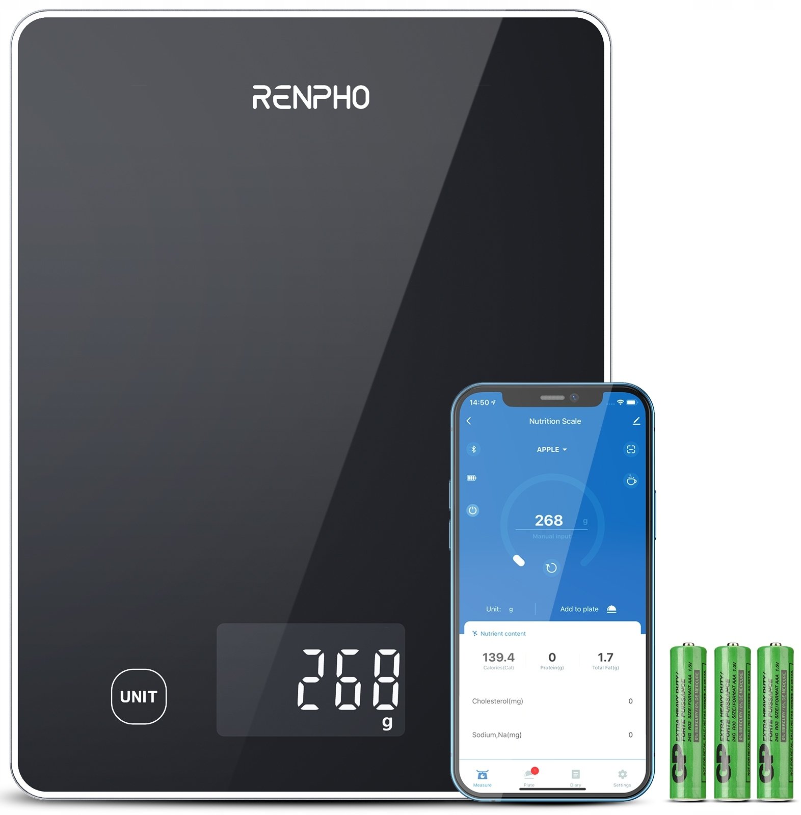 Waga kuchenna Renpho Scale Calibra 1l Smart Nutrition czarny PEU-R-T001-BK PEURT001BK (PEU-R-T001-BK...