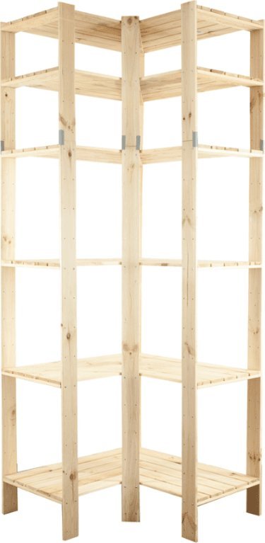 Wamar-Sosenka MAXI Regał Narożny Drewniany 230x85x50 cm 6 Półek ażurowych Surowy Drewno sosnowe MAXI-6WA